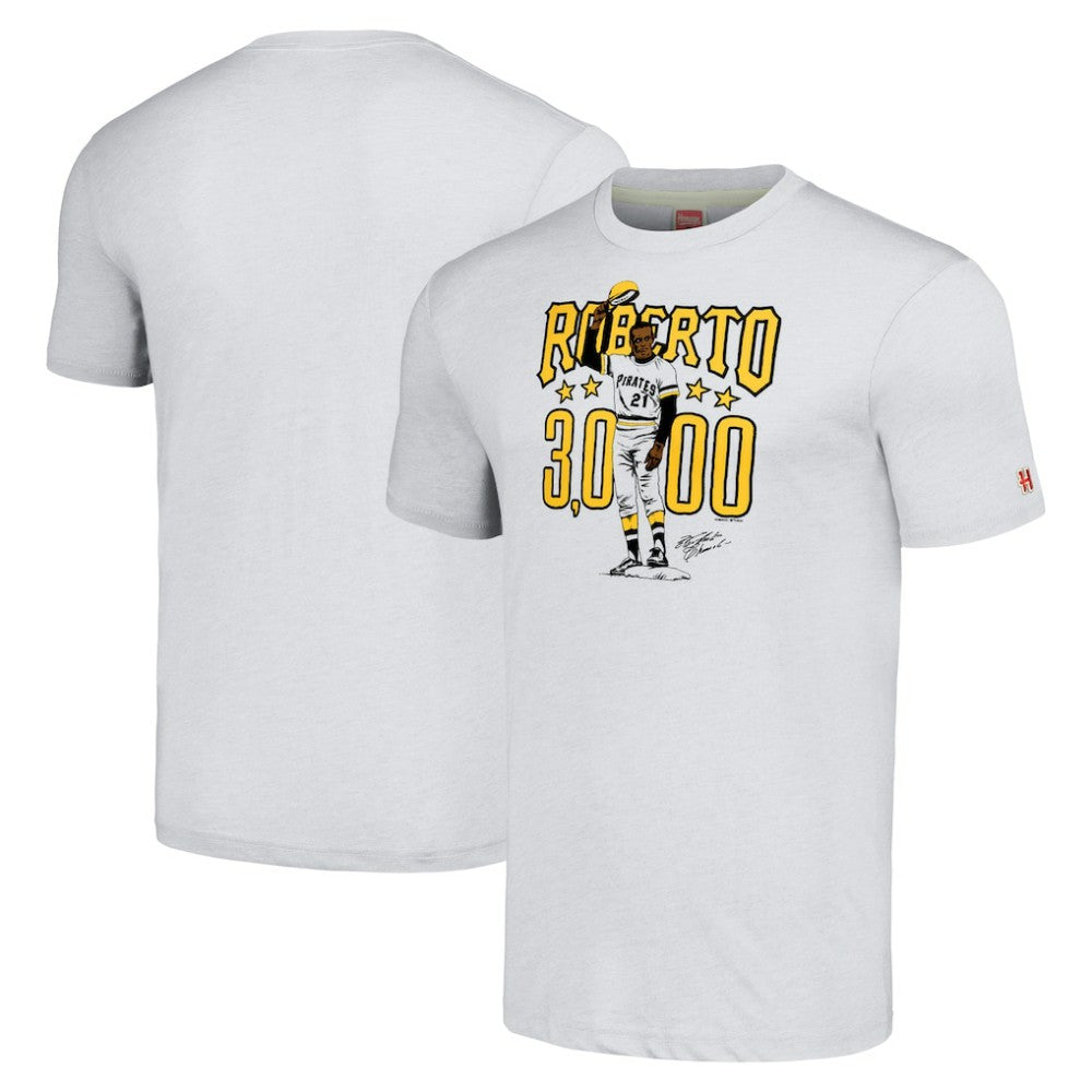 Roberto Clemente Pittsburgh Pirates Homage Illustration Tri-Blend T-Shirt - Heather Gray