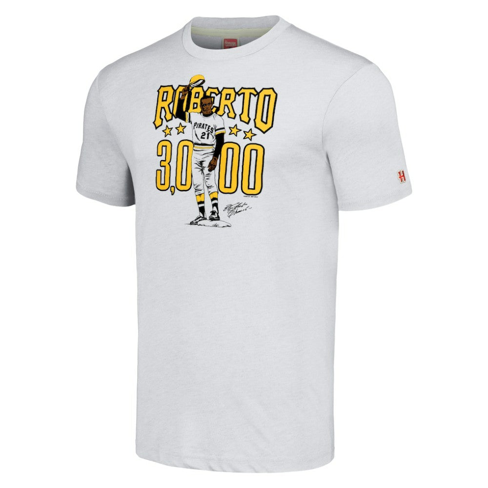 Roberto Clemente Pittsburgh Pirates Homage Illustration Tri-Blend T-Shirt - Heather Gray