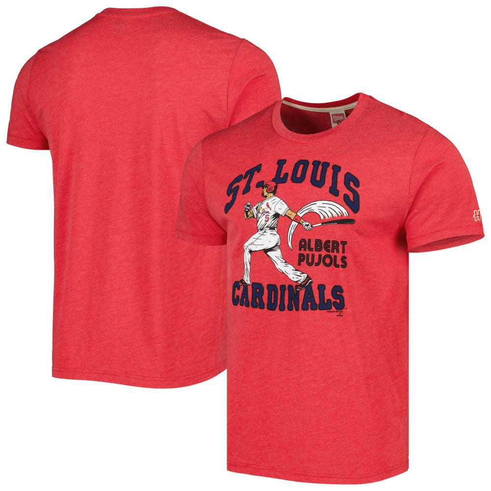 Albert Pujols St. Louis Cardinals Homage Illustration Tri-Blend T-Shirt - Red