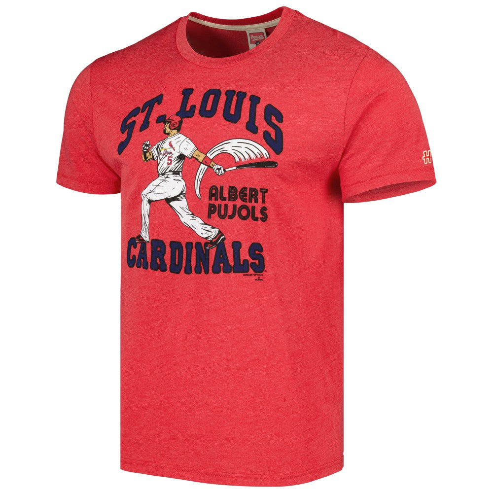 Albert Pujols St. Louis Cardinals Homage Illustration Tri-Blend T-Shirt - Red