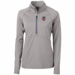Minnesota Twins Cutter & Buck Women's Adapt Eco Knit Stretch Half-Zip Logo Pullover Top - Gray