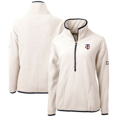 Minnesota Twins Cutter & Buck Women's Cascade Eco Sherpa Half-Zip Pullover Jacket - White