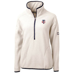 Minnesota Twins Cutter & Buck Women's Cascade Eco Sherpa Half-Zip Pullover Jacket - White