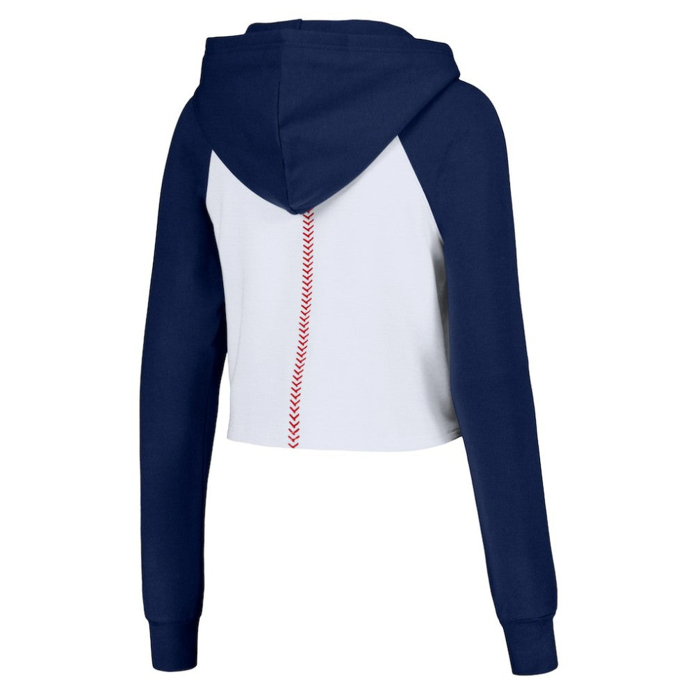 Houston Astros Lusso Women's Jane Raglan Quarter-Zip Tri-Blend Cropped Pullover Hoodie - White