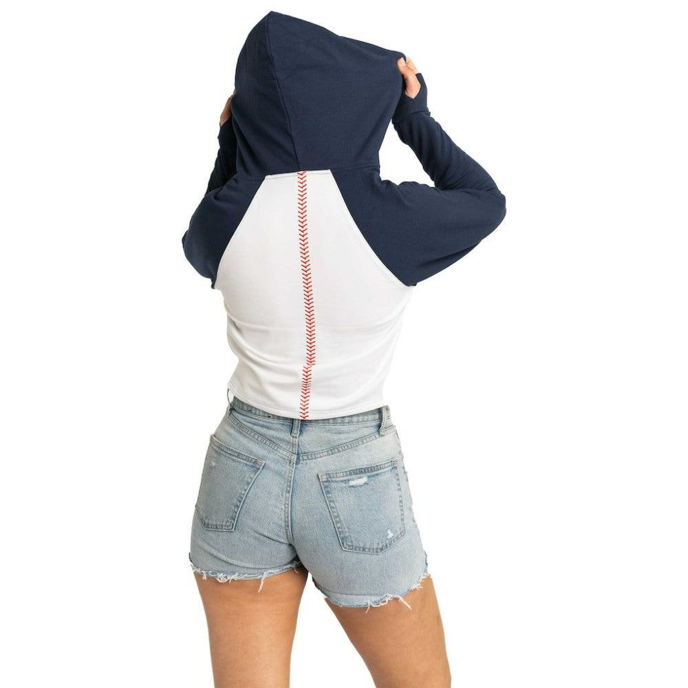 Houston Astros Lusso Women's Jane Raglan Quarter-Zip Tri-Blend Cropped Pullover Hoodie - White
