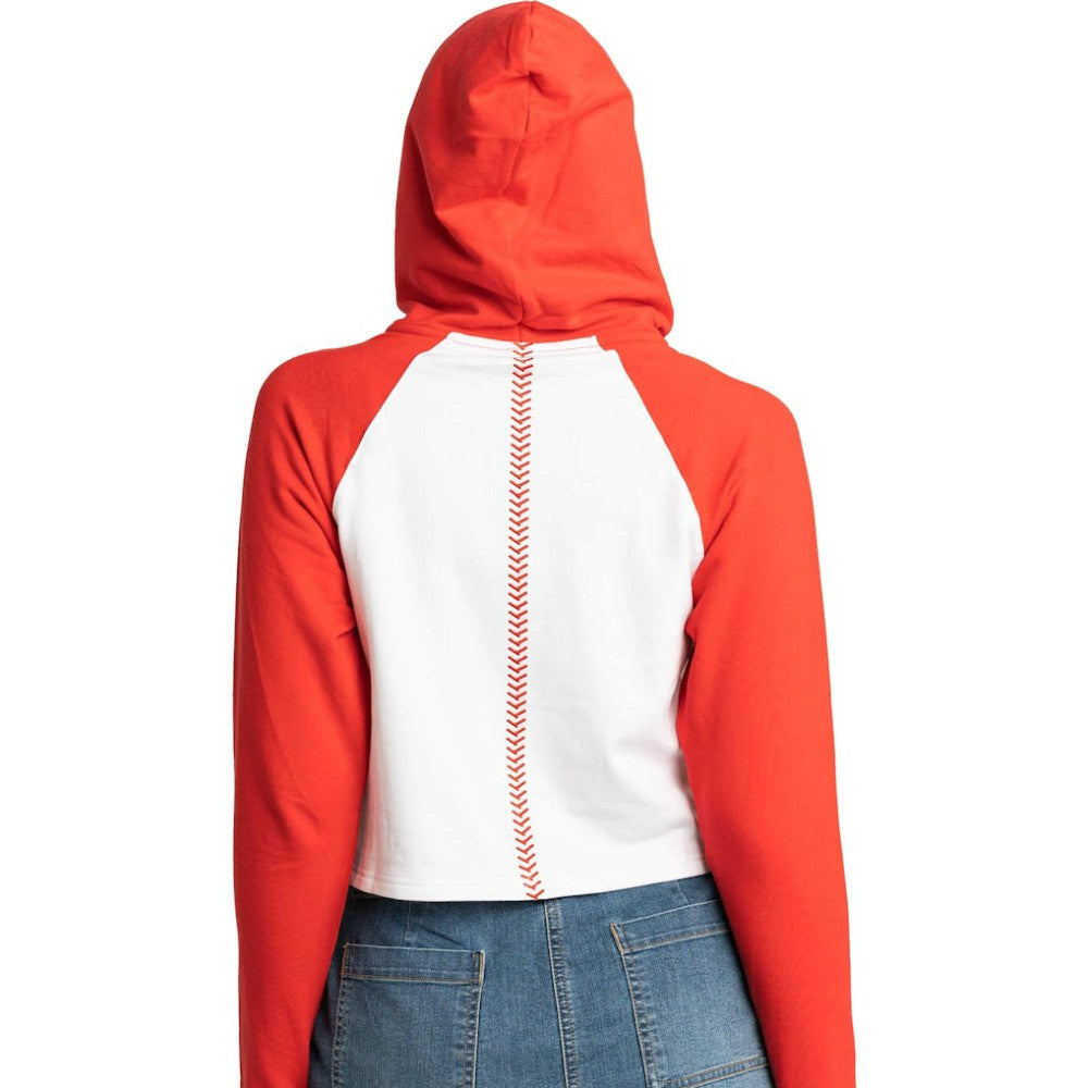 St. Louis Cardinals Lusso Women's Jane Raglan Quarter-Zip Tri-Blend Cropped Pullover Hoodie - White