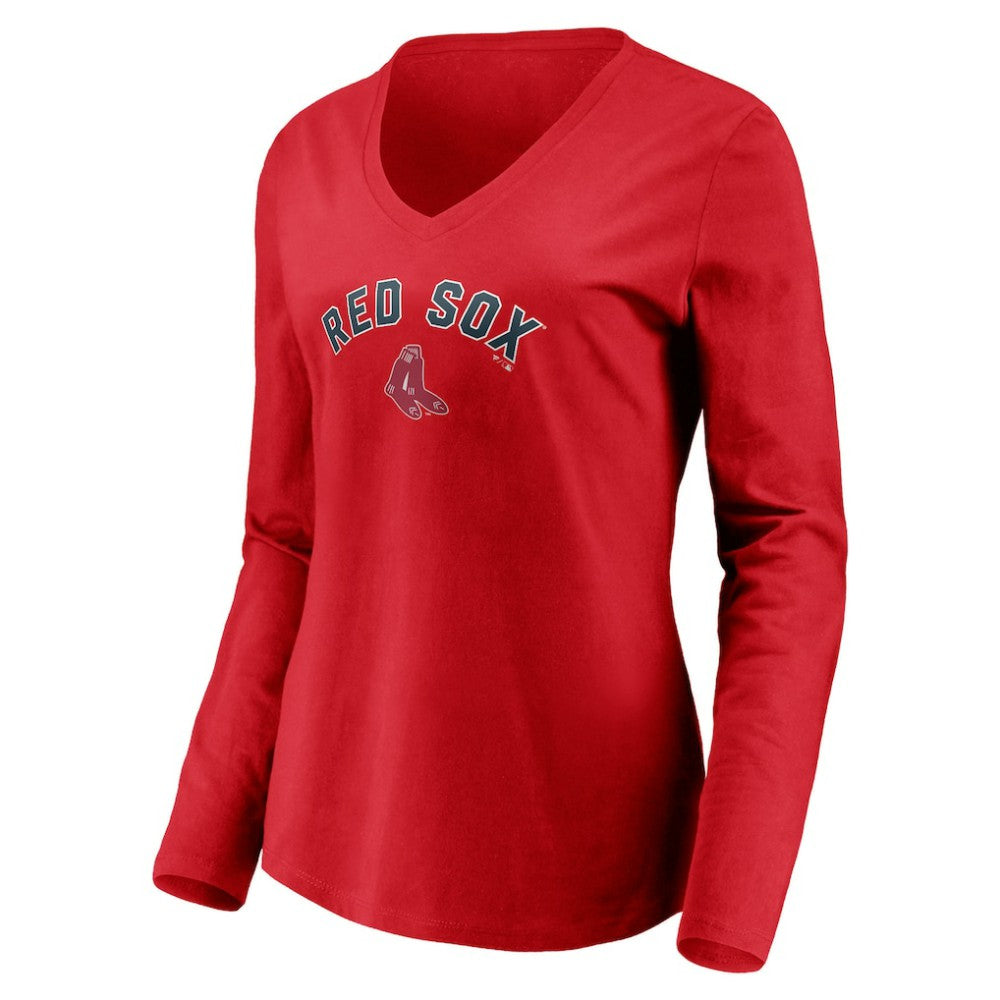 Boston Red Sox Women's Cooperstown Collection Personalized Winning Streak Long Sleeve V-Neck T-Shirt - Red