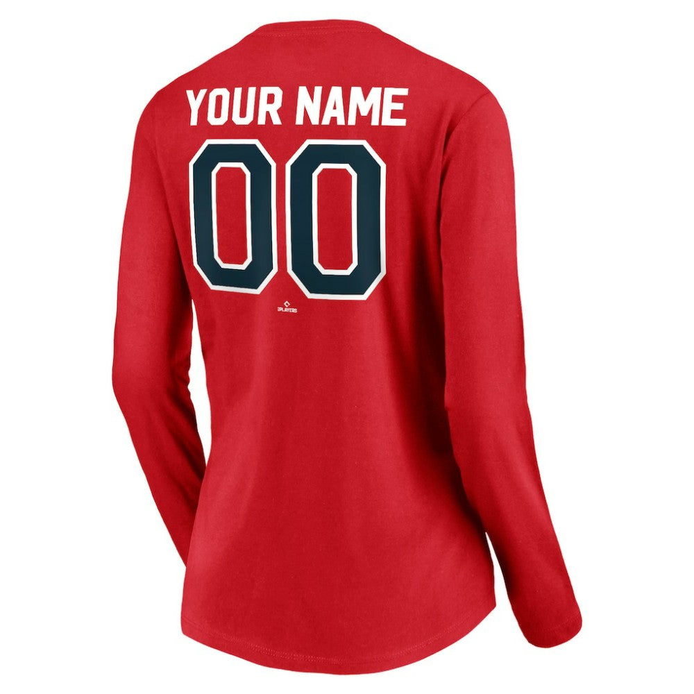 Boston Red Sox Women's Cooperstown Collection Personalized Winning Streak Long Sleeve V-Neck T-Shirt - Red