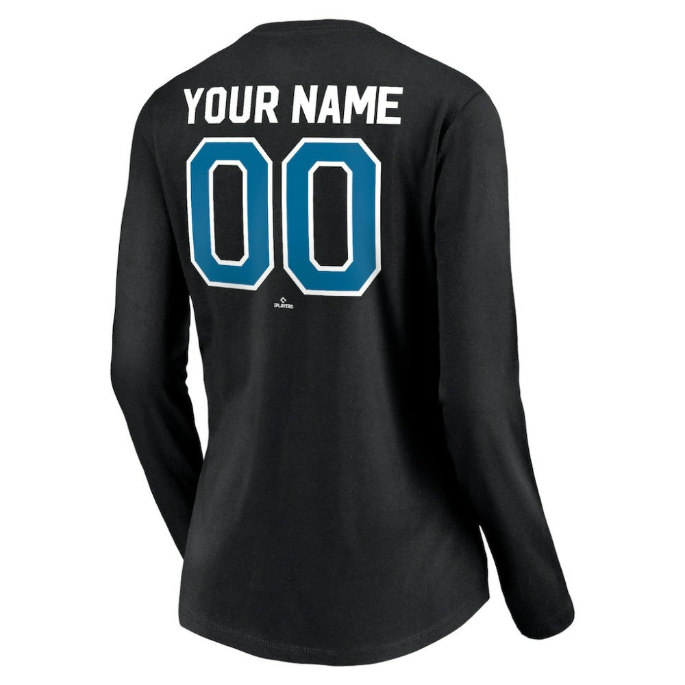 Tampa Bay Rays Women's Cooperstown Collection Personalized Winning Streak Long Sleeve V-Neck T-Shirt - Black