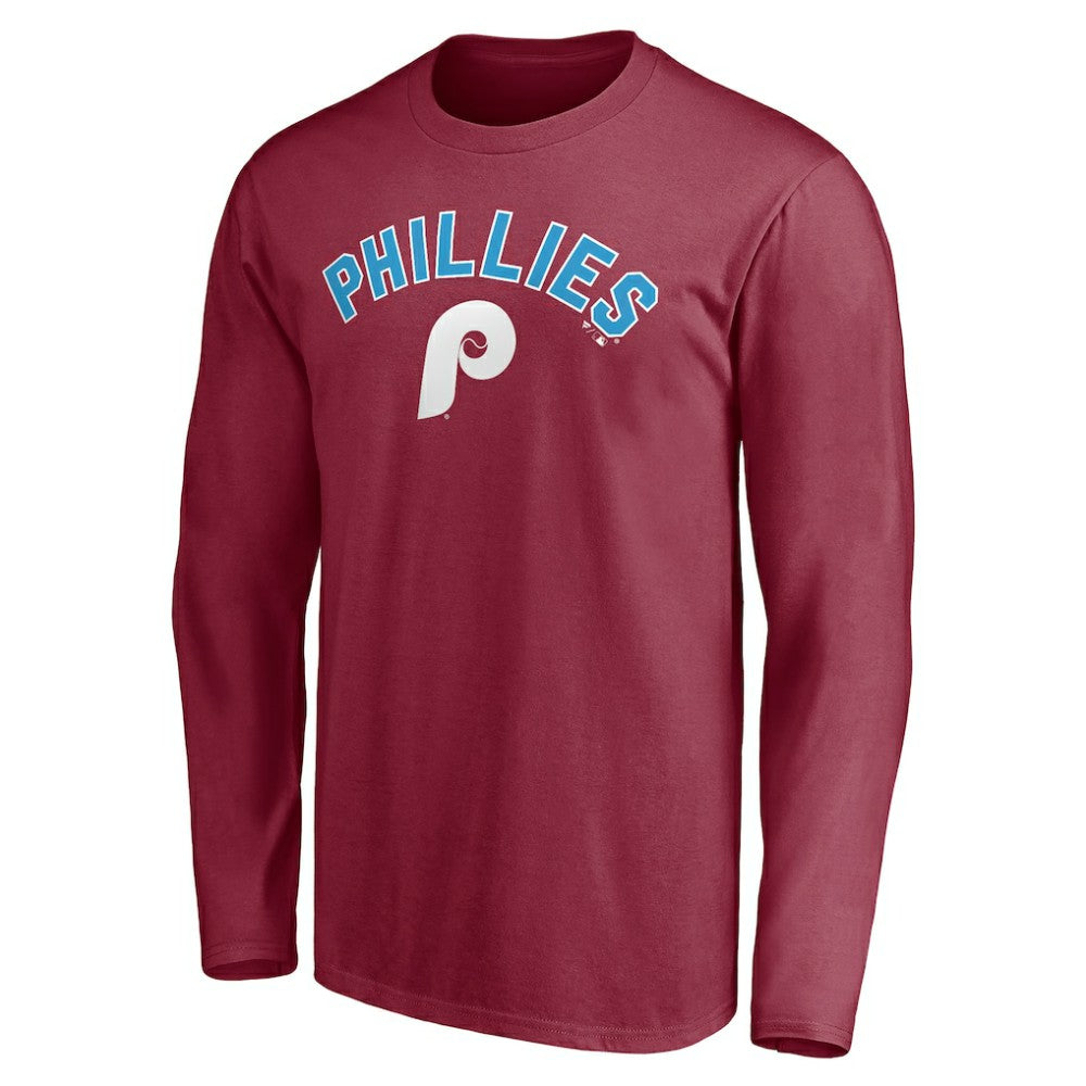 Philadelphia Phillies Personalized Cooperstown Collection Alternate Winning Streak Long Sleeve T-Shirt - Burgundy