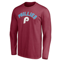 Philadelphia Phillies Personalized Cooperstown Collection Alternate Winning Streak Long Sleeve T-Shirt - Burgundy