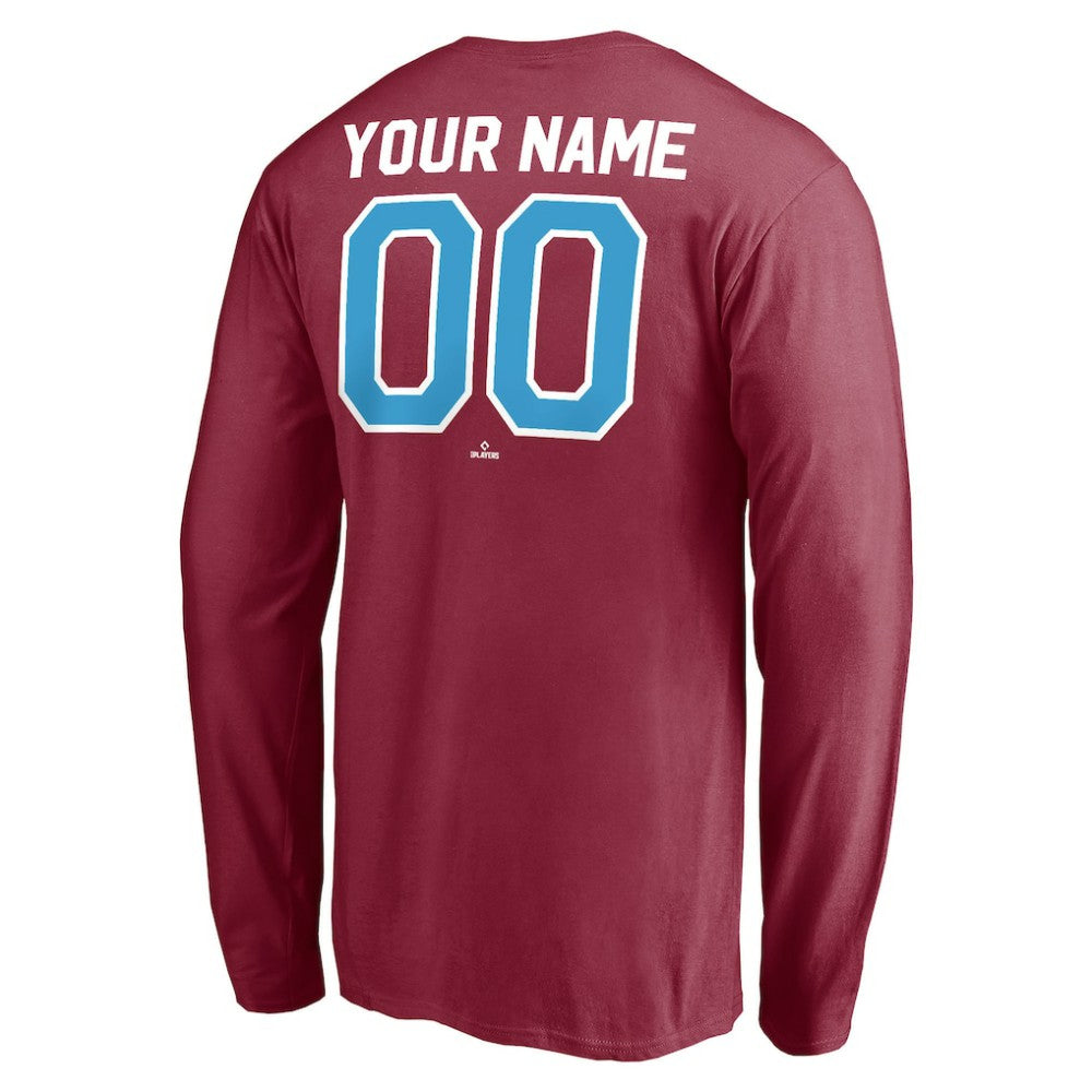 Philadelphia Phillies Personalized Cooperstown Collection Alternate Winning Streak Long Sleeve T-Shirt - Burgundy