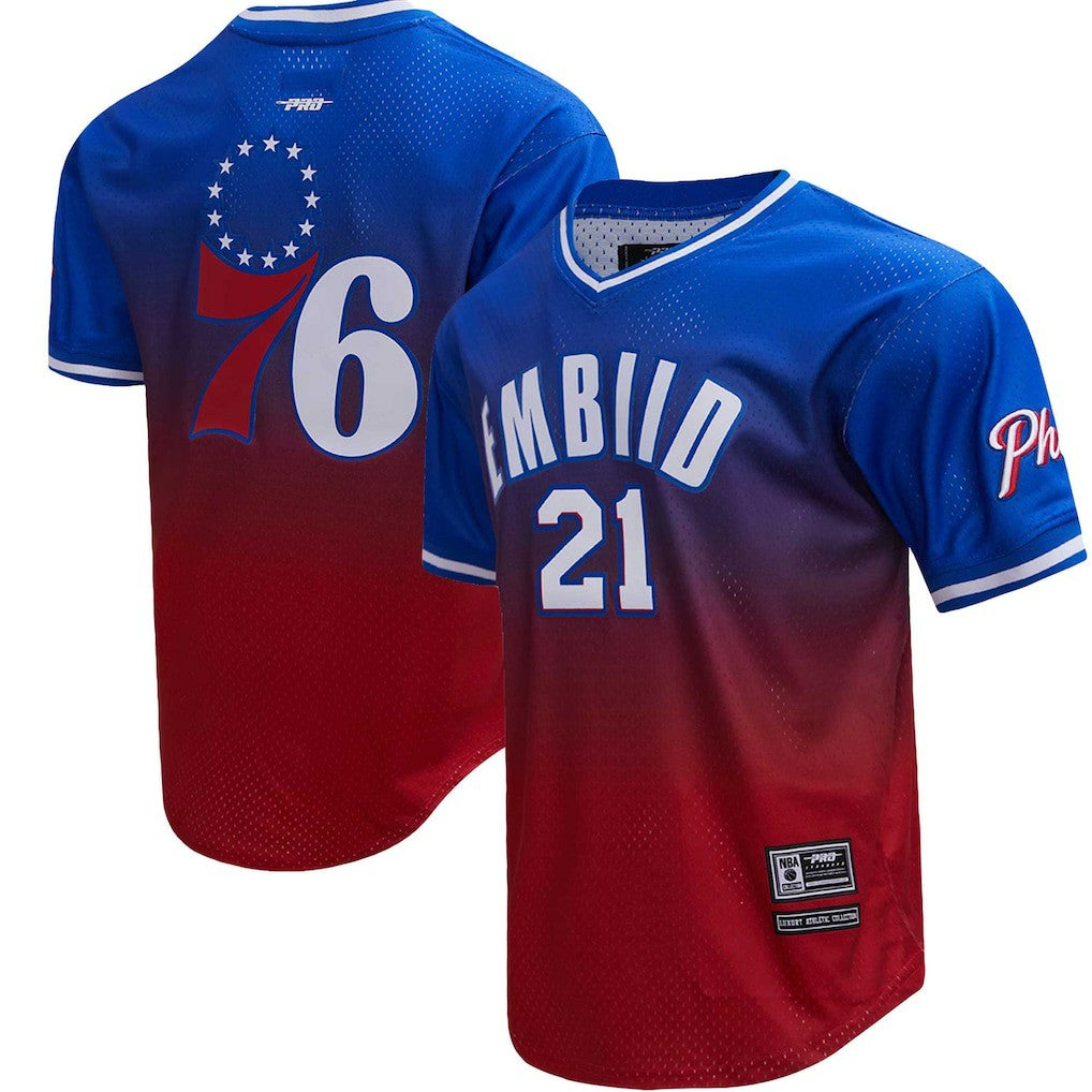 Joel Embiid Philadelphia 76ers Post Ombre Name & Number T-Shirt - Royal/Red sale