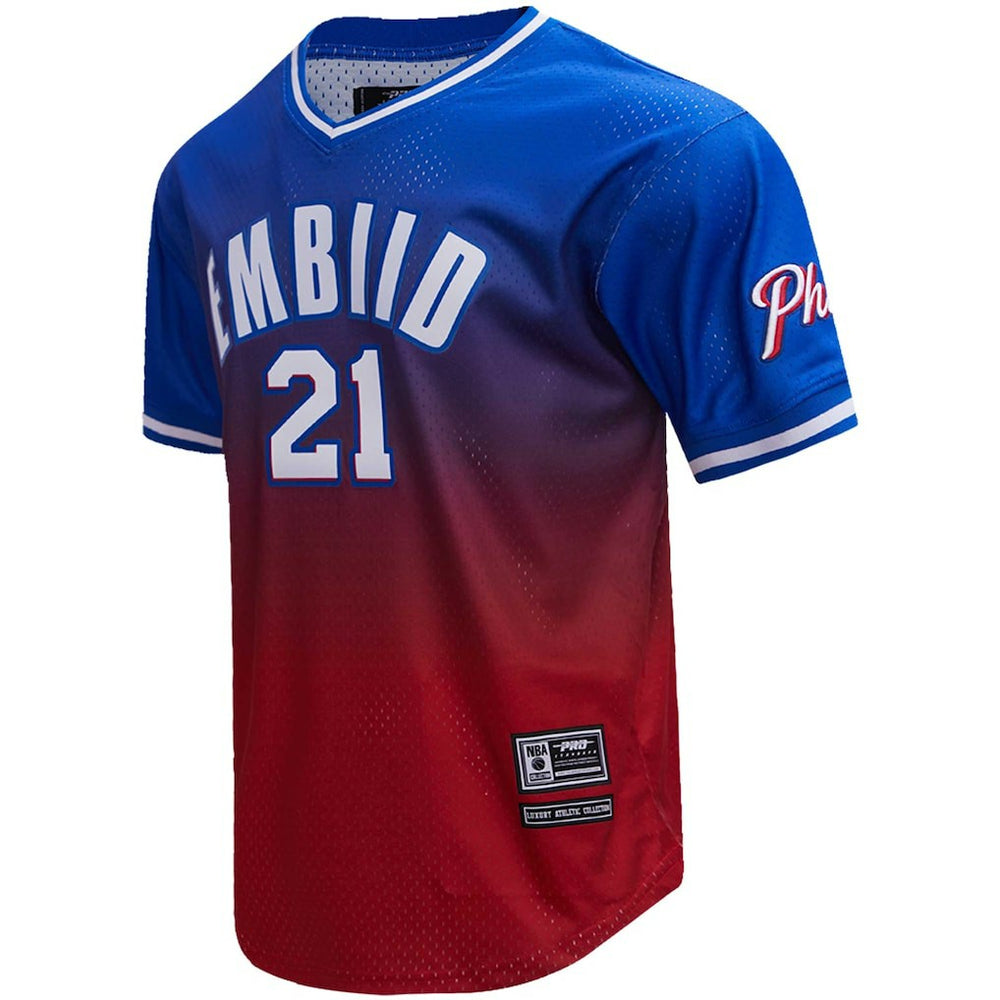 Joel Embiid Philadelphia 76ers Post Ombre Name & Number T-Shirt - Royal/Red sale