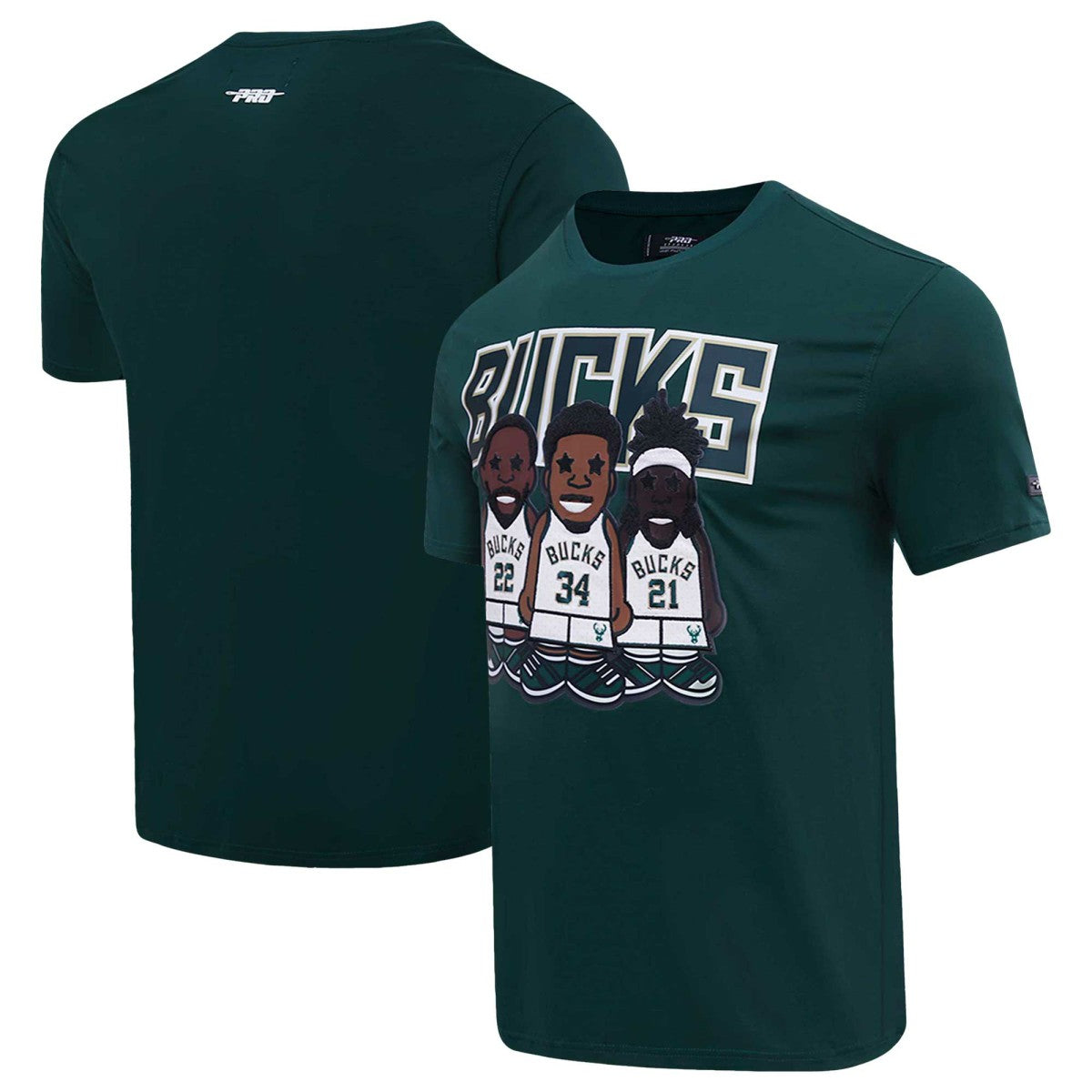 Giannis Antetokounmpo, Jrue Holiday, Khris Middleton Milwaukee Bucks Pro Standard Multi Lineup T-Shirt - Hunter Green sale