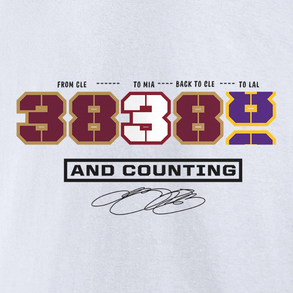 LeBron James NBA All-Time Scoring Record Split Points T-Shirt - White outlet