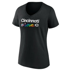 Cincinnati Reds Women's City Pride V-Neck T-Shirt - Black