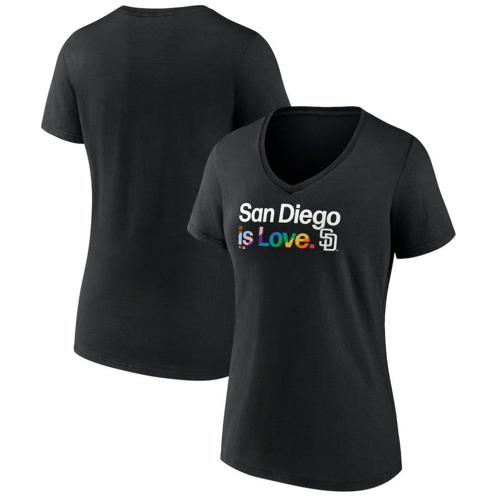 San Diego Padres Women's City Pride V-Neck T-Shirt - Black