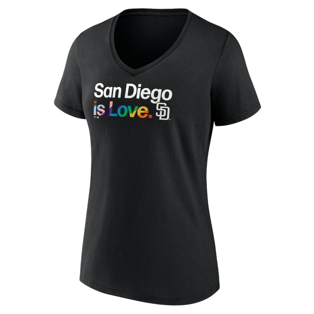 San Diego Padres Women's City Pride V-Neck T-Shirt - Black