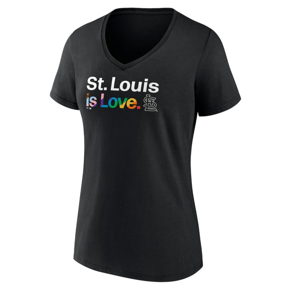 St. Louis Cardinals Women's City Pride V-Neck T-Shirt - Black
