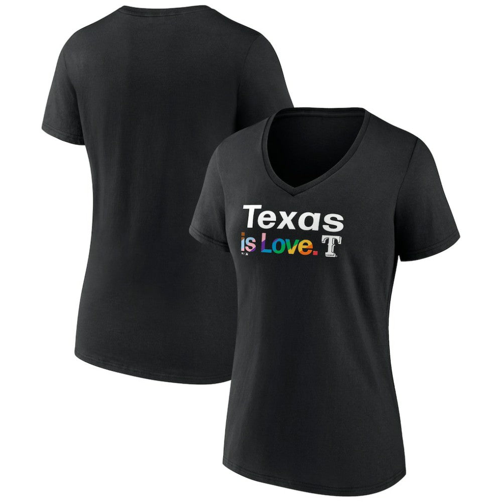Texas Rangers Women's City Pride V-Neck T-Shirt - Black