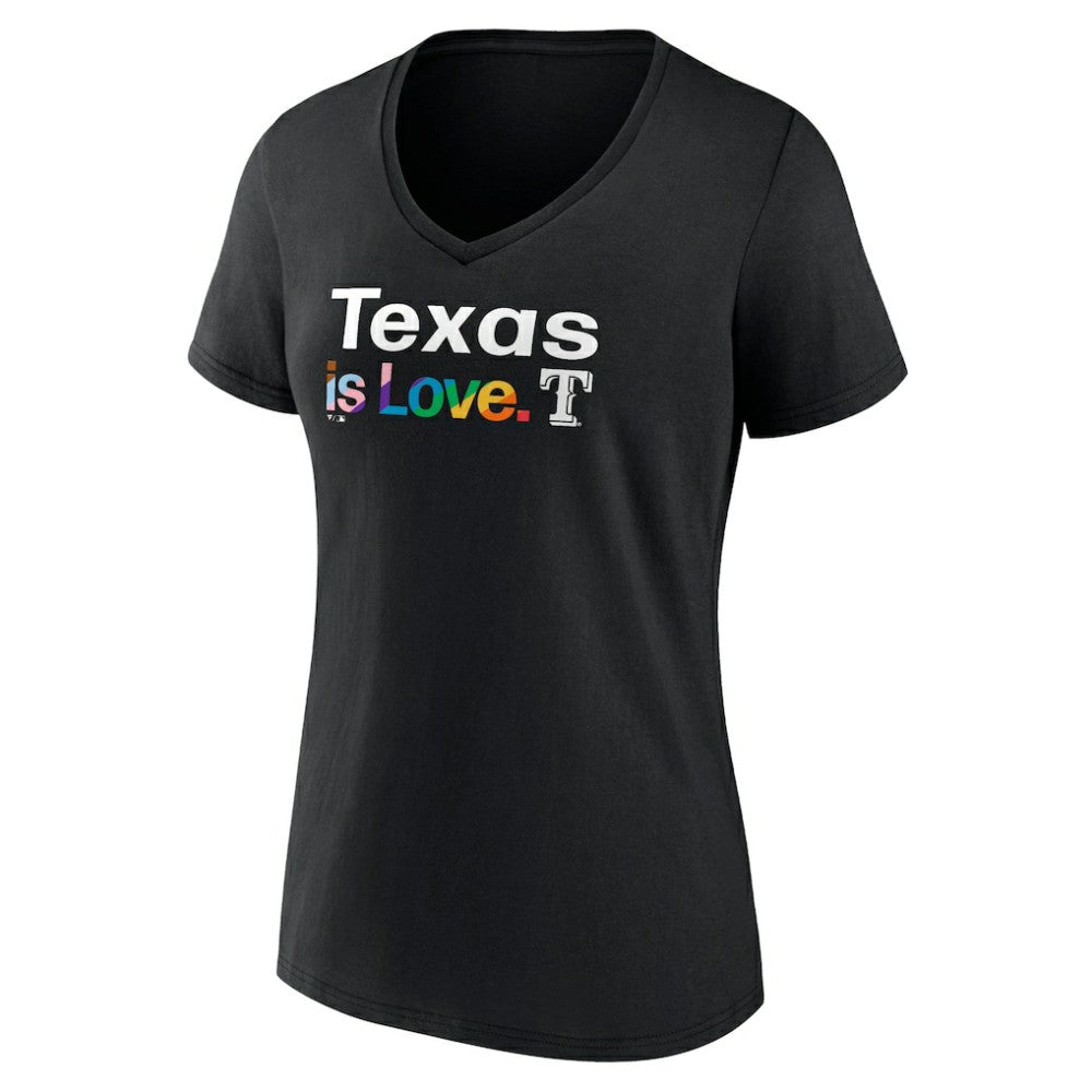 Texas Rangers Women's City Pride V-Neck T-Shirt - Black