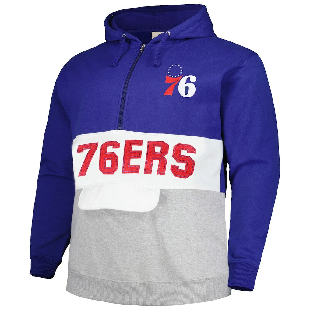 Philadelphia 76ers Big & Tall Anorak Half-Zip Hoodie - Royal | Fanatics for sale