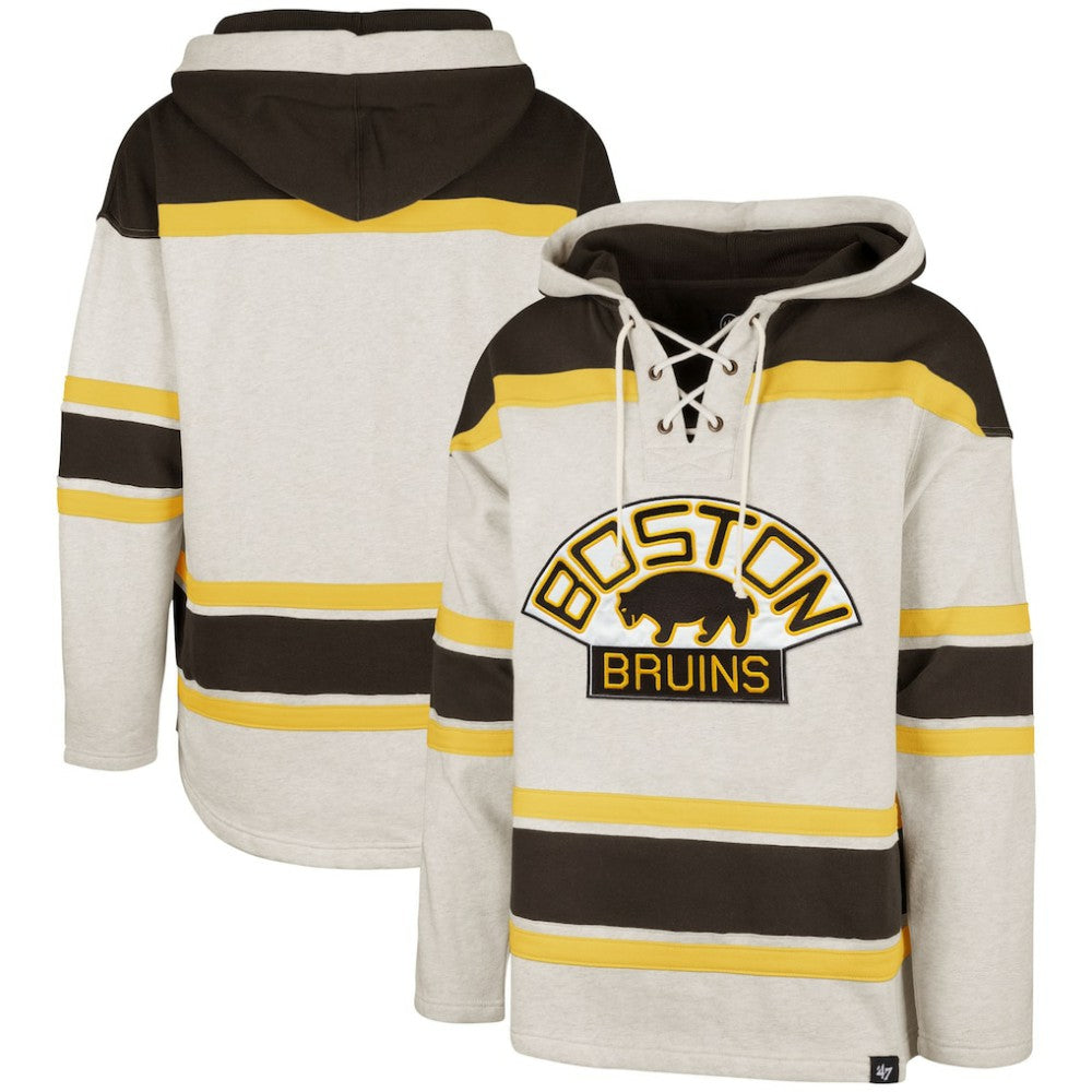 Boston Bruins '47 Rockaway Lacer Pullover Hoodie Oatmeal