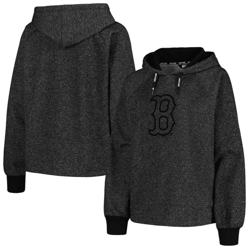 Boston Red Sox DKNY Sport Women's Debbie Dolman Raglan Pullover Hoodie - Black
