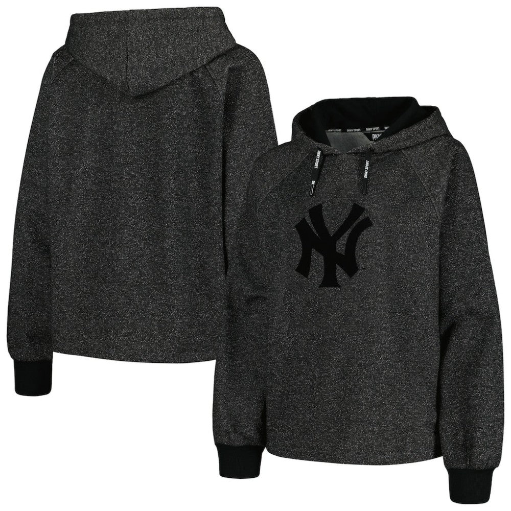 New York Yankees DKNY Sport Women's Debbie Dolman Raglan Pullover Hoodie - Black
