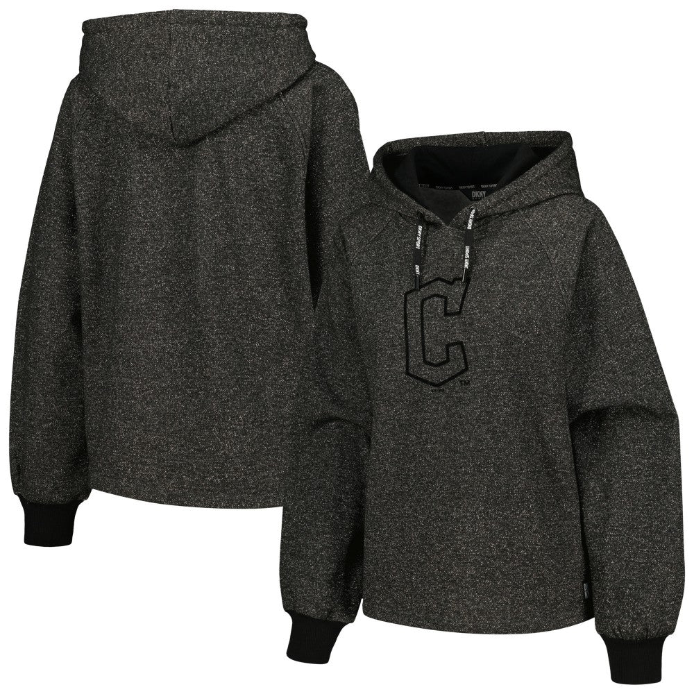 Cleveland Guardians DKNY Sport Women's Debbie Dolman Raglan Pullover Hoodie - Black
