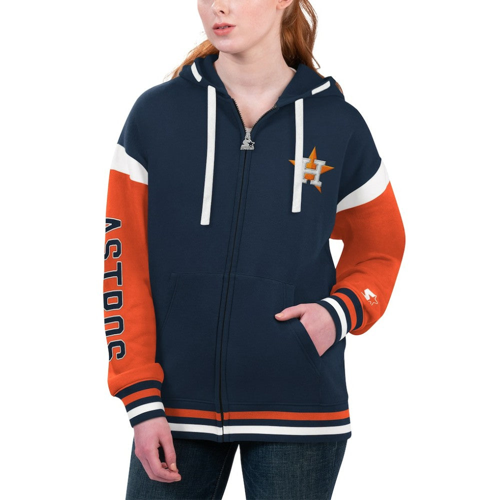 Houston Astros Starter Women's Homestretch Full-Zip Hoodie - Navy