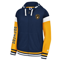 Milwaukee Brewers Starter Women's Homestretch Full-Zip Hoodie - Navy