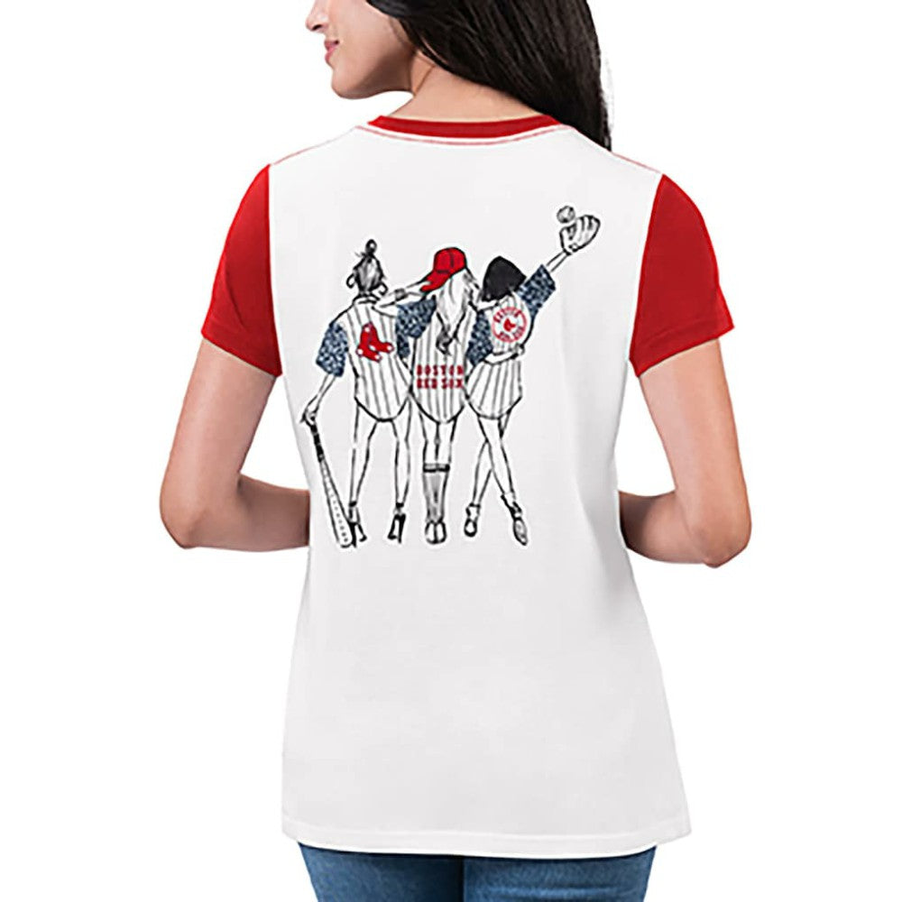 Boston Red Sox G-III 4Her by Carl Banks Women's Illustration Ringer T-Shirt - White