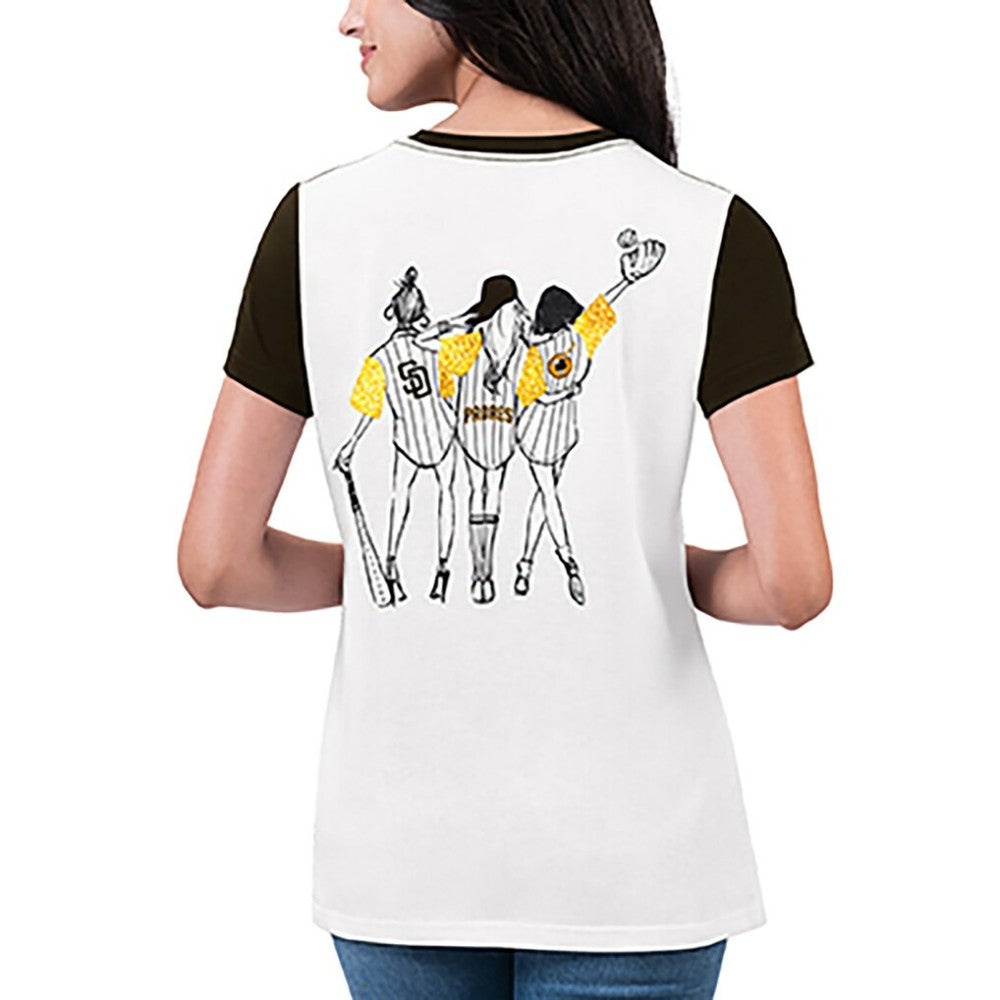 San Diego Padres G-III 4Her by Carl Banks Women's Illustration Ringer T-Shirt - White