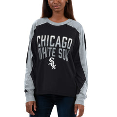 Chicago White Sox G-III 4Her by Carl Banks Women's Smash Raglan Long Sleeve T-Shirt - Black/Silver