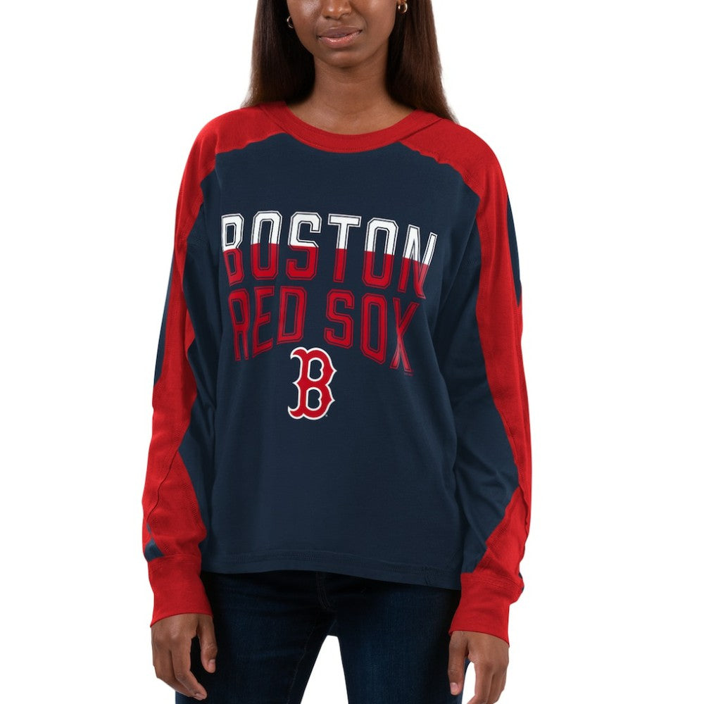 Boston Red Sox G-III 4Her by Carl Banks Women's Smash Raglan Long Sleeve T-Shirt - Navy/Red