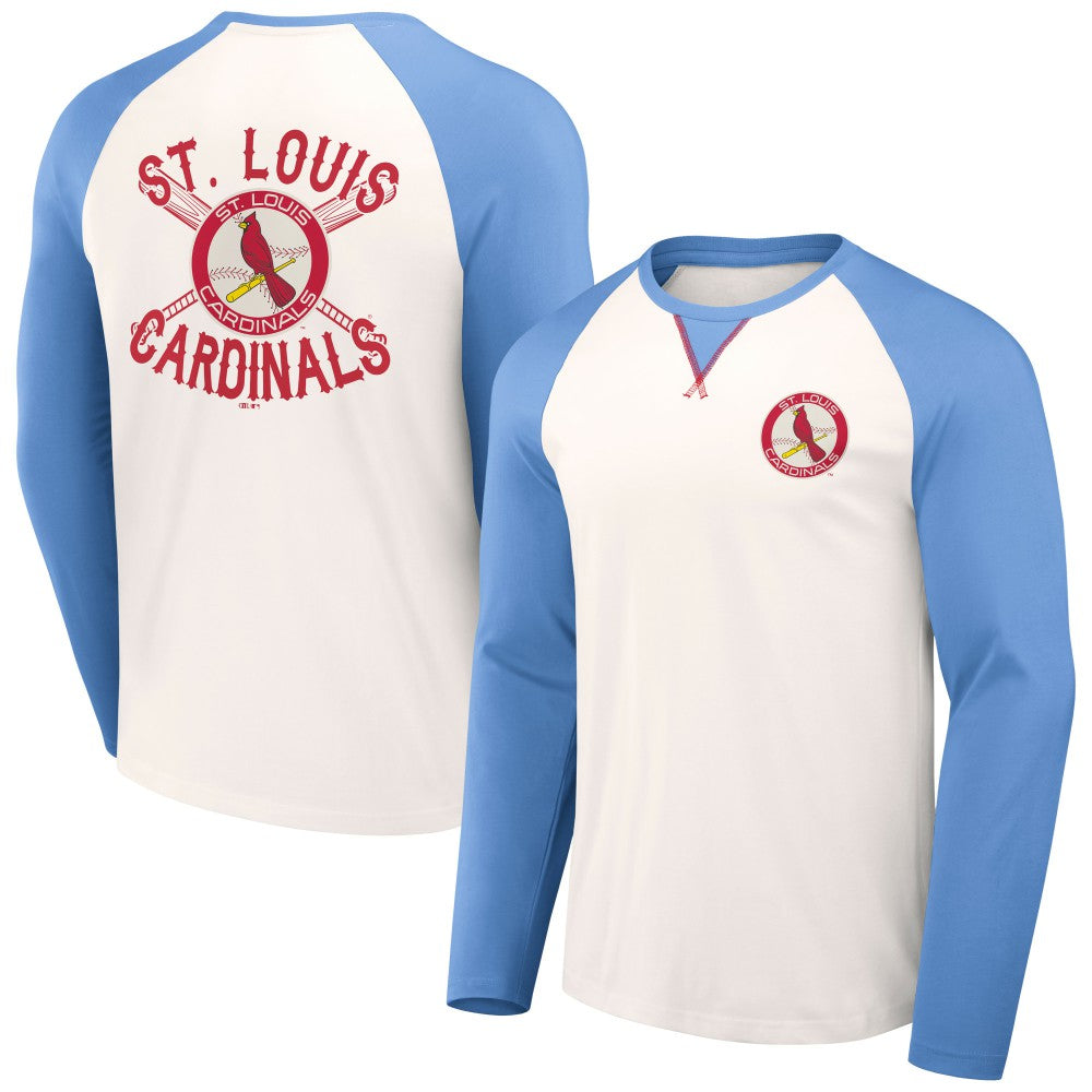 St. Louis Cardinals Darius Rucker Collection Team Color Raglan T-Shirt - White/Light Blue