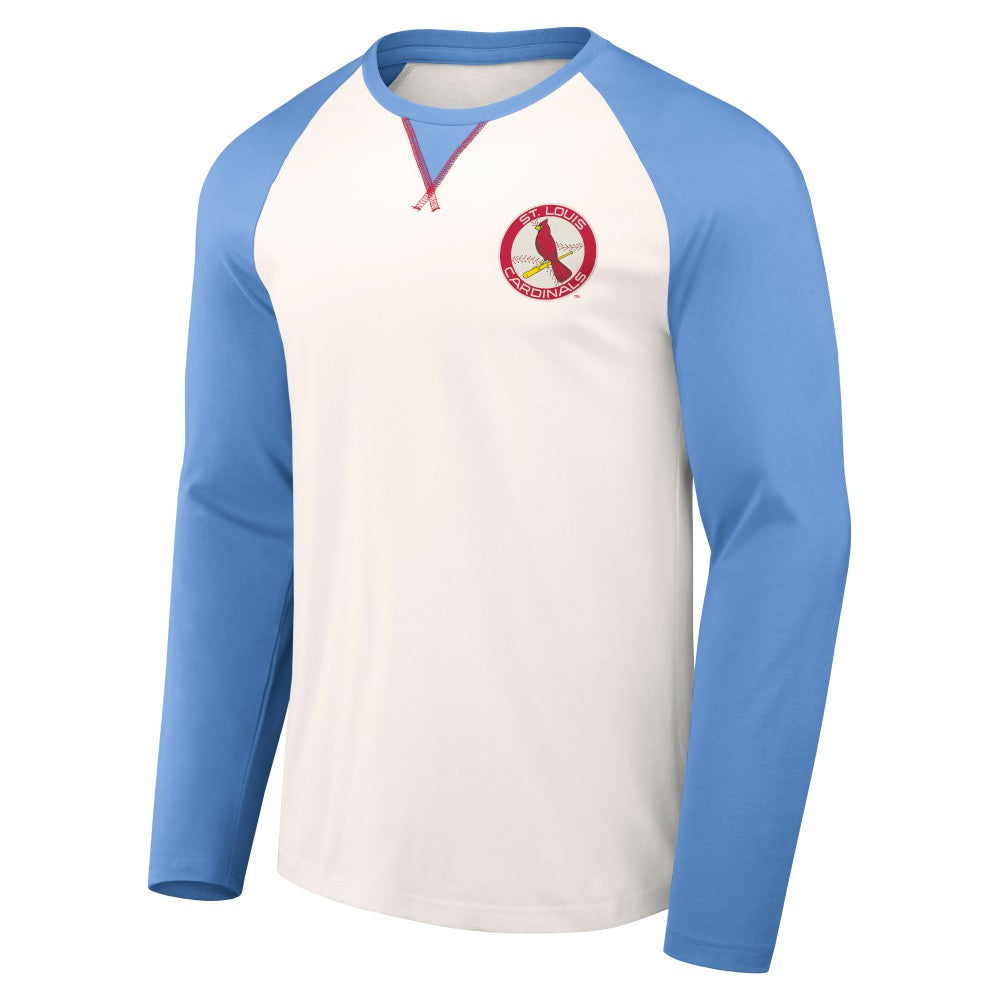 St. Louis Cardinals Darius Rucker Collection Team Color Raglan T-Shirt - White/Light Blue