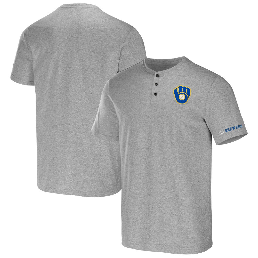 Milwaukee Brewers Darius Rucker Collection Henley T-Shirt - Heather Gray