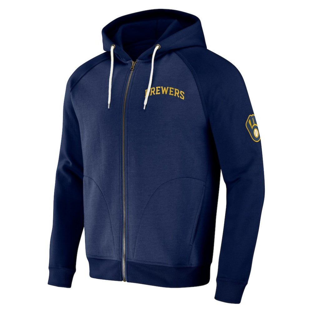 Milwaukee Brewers Darius Rucker Collection Raglan Full-Zip Hoodie - Navy