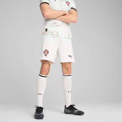 2025-26 Portugal Men's Stadium Away Soccer Shorts Puma White-Puma Black 