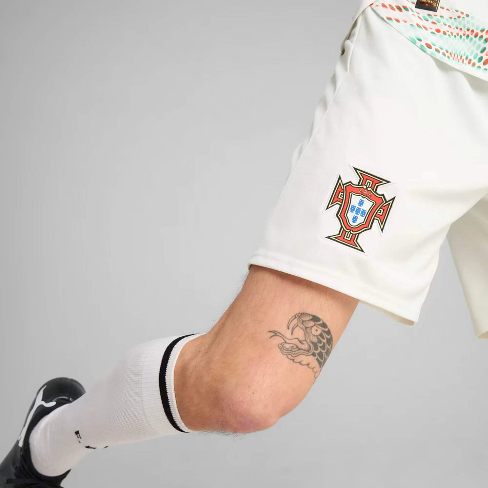 2025-26 Portugal Men's Stadium Away Soccer Shorts Puma White-Puma Black 