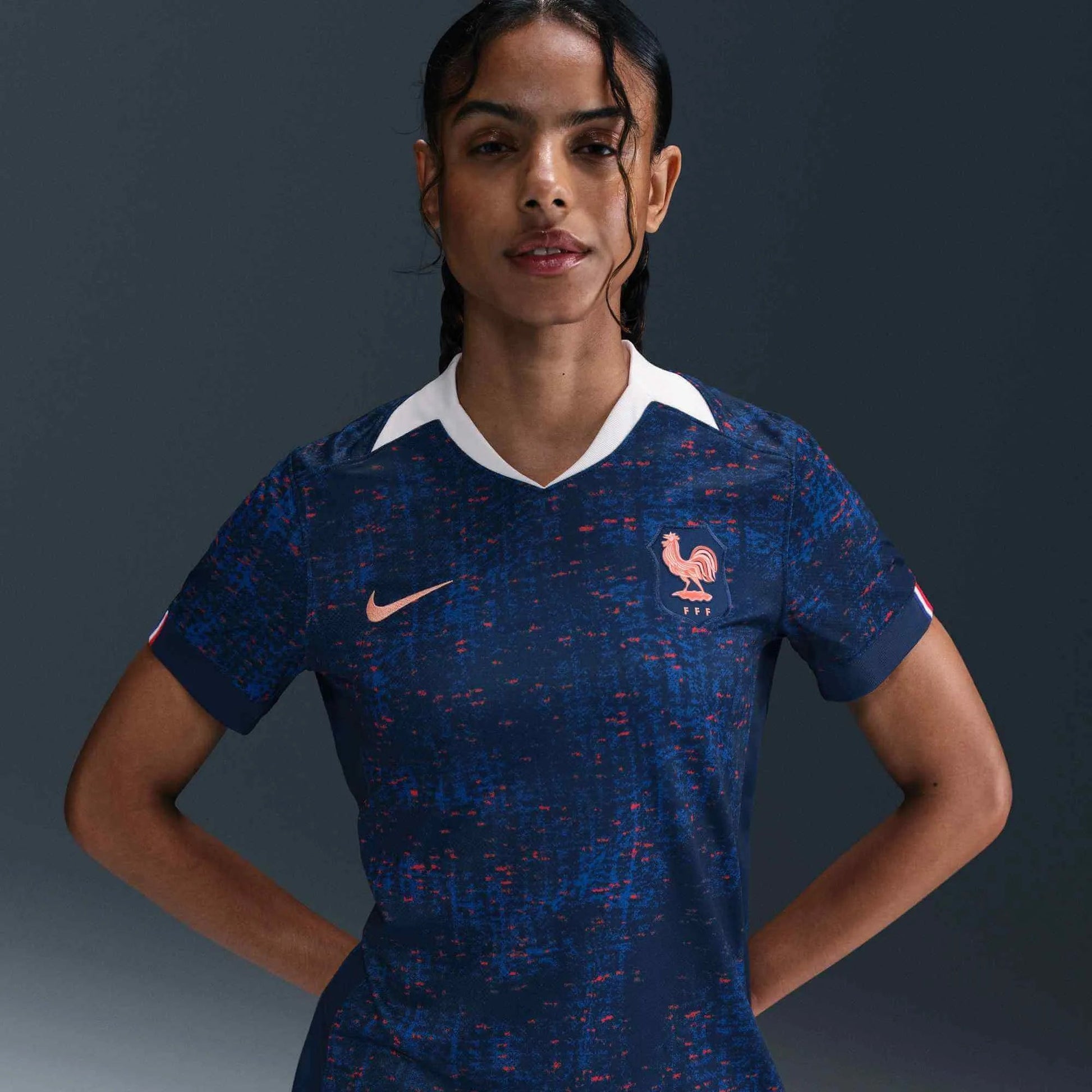 2025 France Women's Stadium Home Soccer Jersey Blue Void/Light Madder Root 