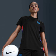 2025 England Women's Stadium Away Soccer Jersey Black/Light Photo Blue 