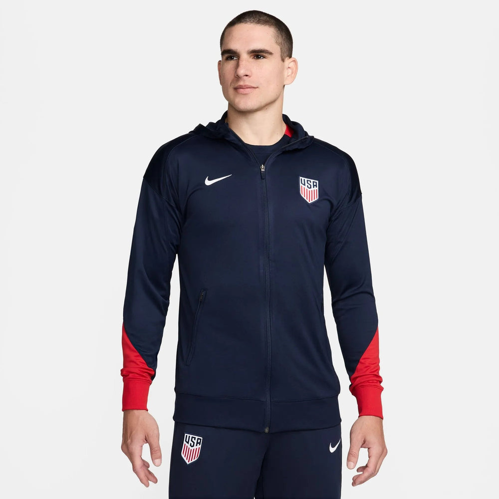 2024-25 USA Men's Strike Hoodie Track Jacket Obsidian/Sport Red/White 