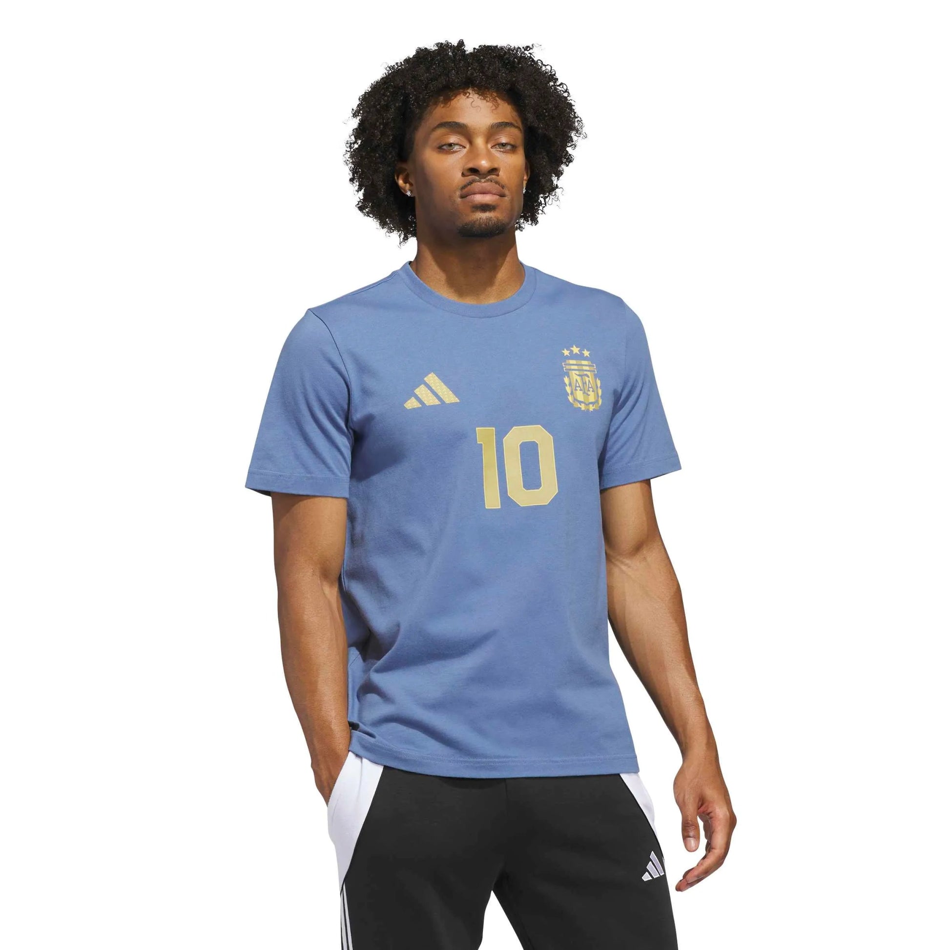 2026 Argentina Men's Messi Name And Number Tee Crew Blue 