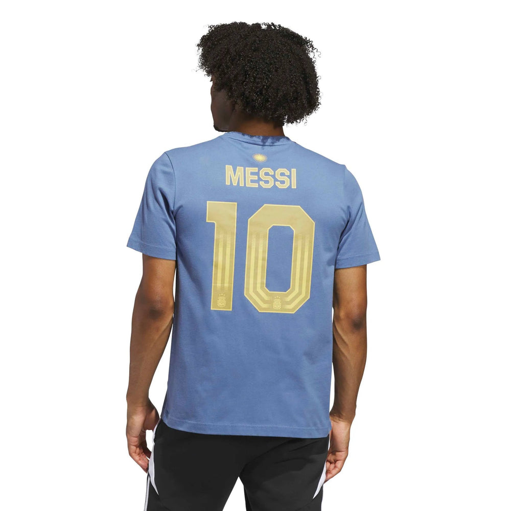2026 Argentina Men's Messi Name And Number Tee Crew Blue 