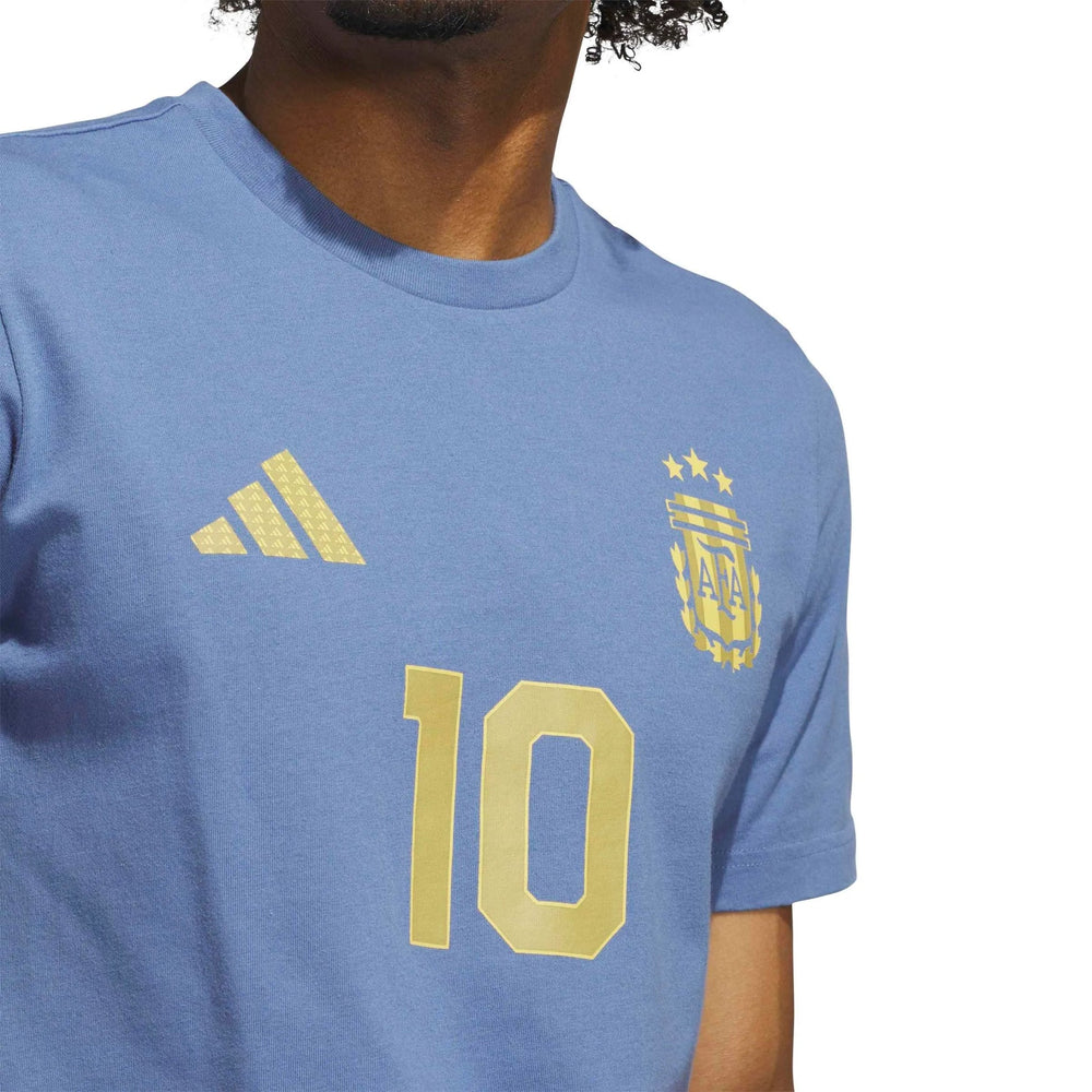 2026 Argentina Men's Messi Name And Number Tee Crew Blue 