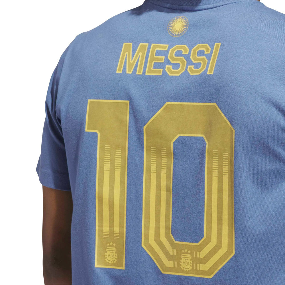2026 Argentina Men's Messi Name And Number Tee Crew Blue 
